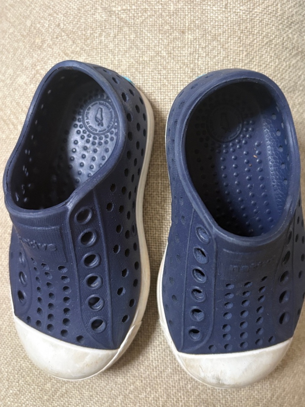 Native Kids Navy Water Shoes with White Toe Caps